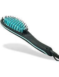 Apalus Elektrische Haarglätter Bürste mit Hitzeschutzhandschuhe, Haarbürste Zum Glätten Von Langen Haaren, Schnelle Resultate Beim Kämmen Mit Der Glättbürste, Für Jeden Haartyp Geeignet, Schöne Resultate Mit Glätteisen/Glättungsbürste, Stylische Glättbürste Für Lange Haar Pflege (Schwarz)