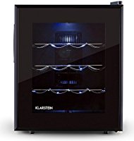 Klarstein Barolo Weink&uuml;hlschrank Weink&uuml;hler Getr&auml;nke-K&uuml;hlschrank freistehend isolierte Glast&uuml;r LED Innen-Beleuchtung 48 Liter (16 Wein-Flaschen, 3 herausnehmbare Metalleinsch&uuml;be, Klasse A) Schwarz