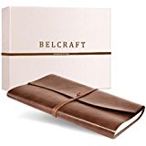 Tivoli A4 großes Notizbuch aus recyceltem Leder, Handgearbeitet in klassischem Italienischem Stil, Geschenkschachtel inklusive, Tagebuch A4 (21x30 cm) Hellbraun