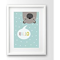Hallo Bär Kinderposter türkis