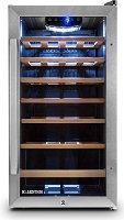 Klarstein Vivo Vino 26 Weink&uuml;hlschrank Getr&auml;nkek&uuml;hlschrank (88 Liter f&uuml;r 26 Flaschen, Holz-Regaleinsch&uuml;be, Glast&uuml;r, LCD-Display) schwarz-silber