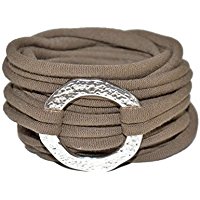 Wickelarmband Endlosarmband Armband aus Stoff im Farbton cappuchino mit Metallelement Handmade in vielen Farben erhältlich