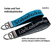 Schlüsselanhänger aus Filz mit Bestickung von individuellem Text