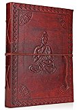 Zap Impex &reg; Handgemachte Gepr&auml;gte Buddha entworfen Leder Journal Taschenkalender (9 x 5) mit handgesch&ouml;pfte Papiere
