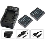4in1-SET f&uuml;r die Panasonic Lumix TZ81 / DMC-TZ81 --- 2 Akkus + 4in1 Ladeger&auml;t (u.a. mit USB / micro-USB und Kfz/Auto) inkl. PATONA Displaypad