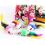 5 X Bunte Spielzeugm&auml;use Pl&uuml;sch Maus mini Feldmaus Fellm&auml;use Rasselm&auml;use