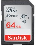 SanDisk Ultra 64GB SDXC bis zu 80&nbsp;MB/Sek, Class 10 Speicherkarte FFP