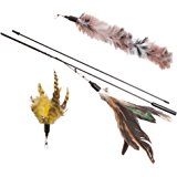 The Natural Pet Company Interaktives Katzenspielzeug mit Federn, inkl. 2 Ersatzfedern