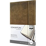 Sigel CO609 Notizbuch, ca. A4, kariert, Design Vintage, Leder-Look, Magnetverschluss, braun CONCEPTUM