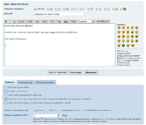Screenshot: Beitragseditor