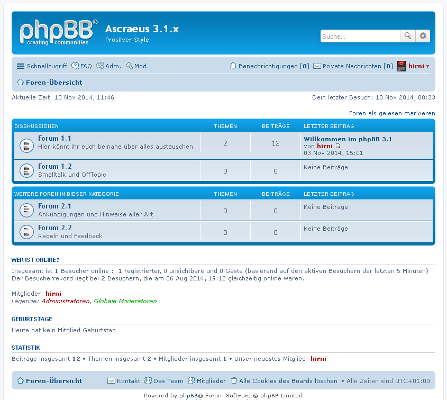 Screenshot: Index volle Breite